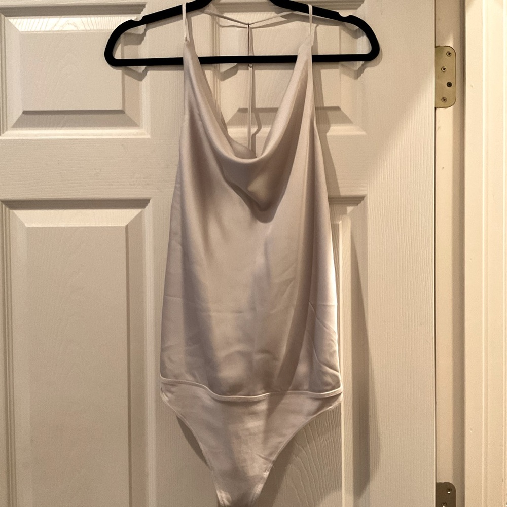 Abercrombie & Fitch Satin T-Strap Cowl Front Bodysuit- Large